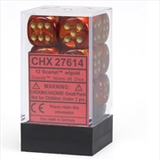 Buy Chessex: CHX 27614 Scarab 16mm d6 Scarlet/Gold Block (12)