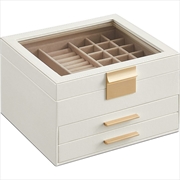 Buy Songmics Jewellery Box with Glass Lid 3-Layer - White
