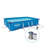 Buy Bestway Swimming Pool Steel Frame Above Ground Rectangular Pool Filter Pump