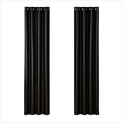 Buy Artiss 2X Blockout Curtains Blackout Window Curtain Eyelet 140x230cm Black