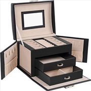 Buy SONGMICS Lockable Jewellery Box Case with 2 Drawers and Mirror Black