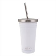 Buy Oasis Stainless Steel Double Wall Insulated Smoothie Tumbler W/ Straw 500ml - White