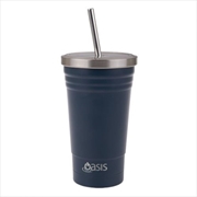 Buy Oasis Stainless Steel Double Wall Insulated Smoothie Tumbler W/ Straw 500ml - Navy