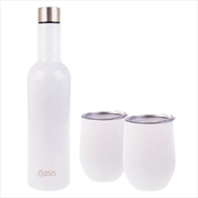 Buy Oasis 3 Piece Stainless Steel Double Wall Insulated Wine Traveller Gift Set - White