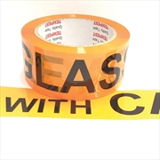 Buy 1x Glass Dispatch Tape Orange Black 48mm x 75mm Roll With Care Packing Label