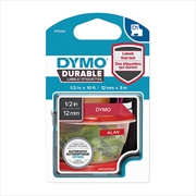 Buy DYMO Dur White on Red 12mm x 3m