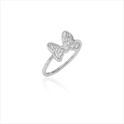 Buy Ss Wgp Crystal Bow Ring - Size 6
