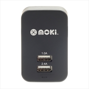 Buy Moki Dual USB Wall Charger - Black 