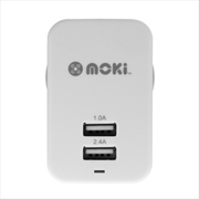 Buy Moki Dual USB Wall Charger - White