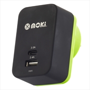 Buy Moki Wall Charger + (Type-C + USB) - Black