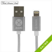 Buy Moki Braided King Size Lightning SynCharge Cable (MFi Licenced) - 3m - Silver