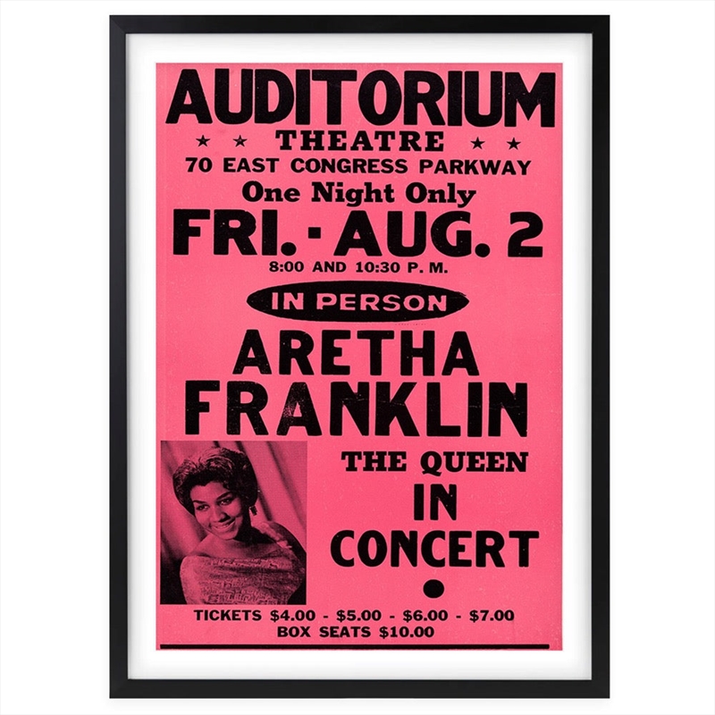 Wall Art's Aretha Franklin - Auditorium Theatre - 1974 Large 105cm x 81cm Framed A1 Art Print/Product Detail/Posters & Prints
