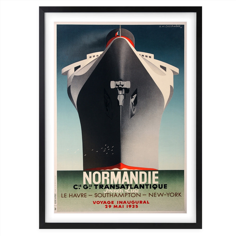 Wall Art's Cie Gle Transatlantique Normandie Large 105cm x 81cm Framed A1 Art Print/Product Detail/Posters & Prints