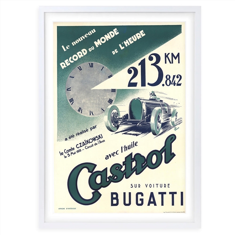 Wall Art's Castrol Bugatti Large 105cm x 81cm Framed A1 Art Print/Product Detail/Posters & Prints