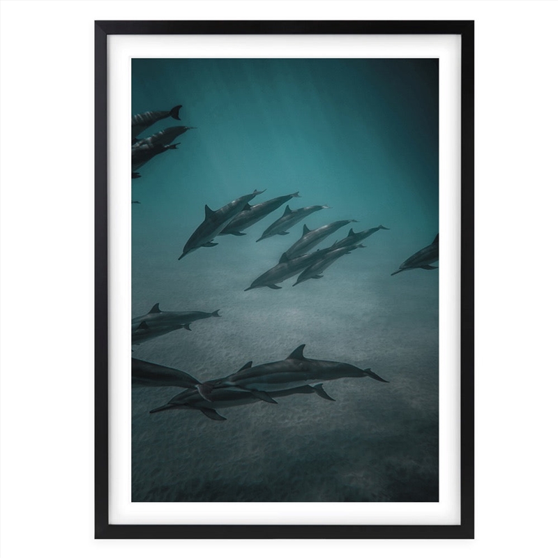 Wall Art's Dolphins In The Deep Large 105cm x 81cm Framed A1 Art Print/Product Detail/Posters & Prints
