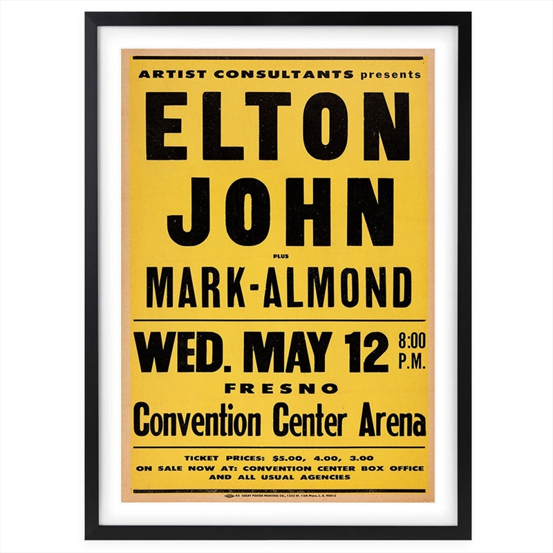 Wall Art's Elton John - Convention Center - 1971 Large 105cm x 81cm Framed A1 Art Print/Product Detail/Posters & Prints