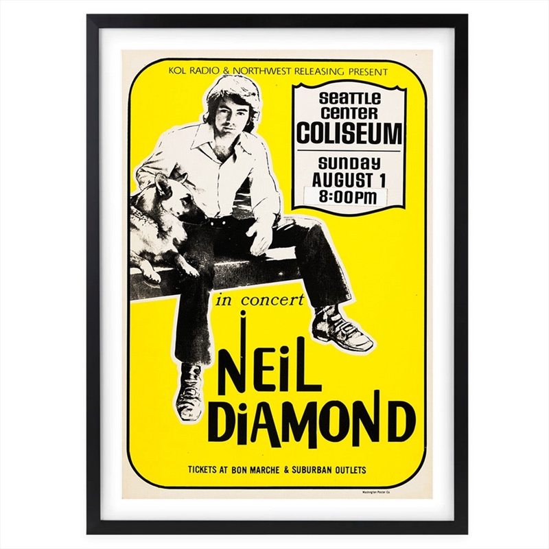 Wall Art's Neil Diamond - Seattle Center Coliseum - 1971 Large 105cm x 81cm Framed A1 Art Print/Product Detail/Posters & Prints