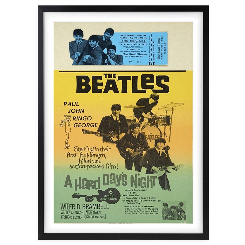 Wall Art's The Beatles - A Hard Day S Night Ticket Poster - 1964 Large 105cm x 81cm Framed A1 Art Pr/Product Detail/Posters & Prints