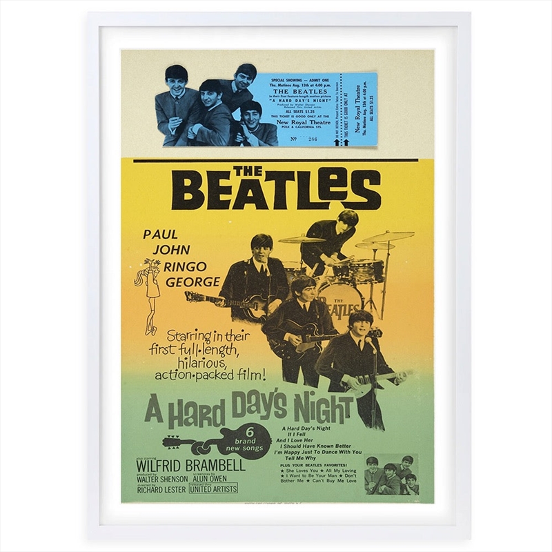 Wall Art's The Beatles - A Hard Day S Night Ticket Poster - 1964 Large 105cm x 81cm Framed A1 Art Pr/Product Detail/Posters & Prints