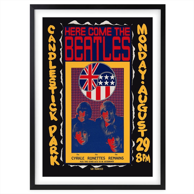 Wall Art's The Beatles - The Ronettes - Candlestick Park Large 105cm x 81cm Framed A1 Art Print/Product Detail/Posters & Prints