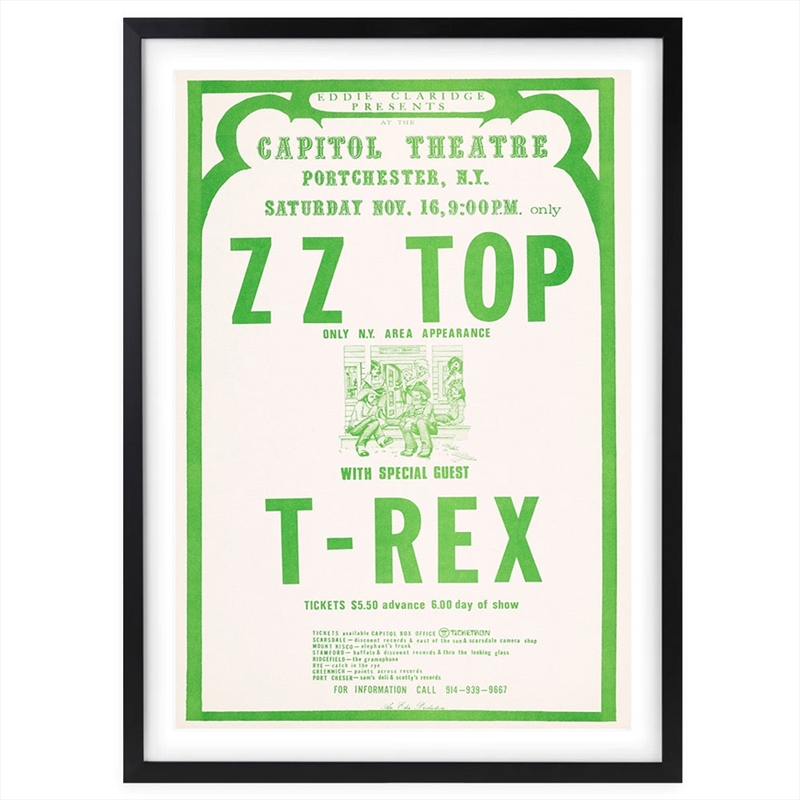 Wall Art's Zz Top - T-Rex - 1974 Large 105cm x 81cm Framed A1 Art Print/Product Detail/Posters & Prints