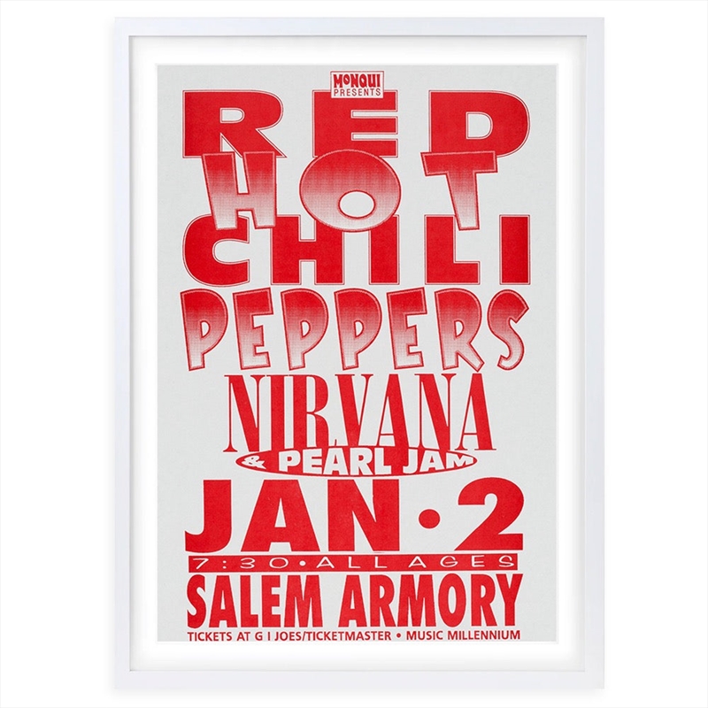 Wall Art's Red Hot Chili Peppers - Nirvana - Pearl Jam - 1992 Large 105cm x 81cm Framed A1 Art Print/Product Detail/Posters & Prints