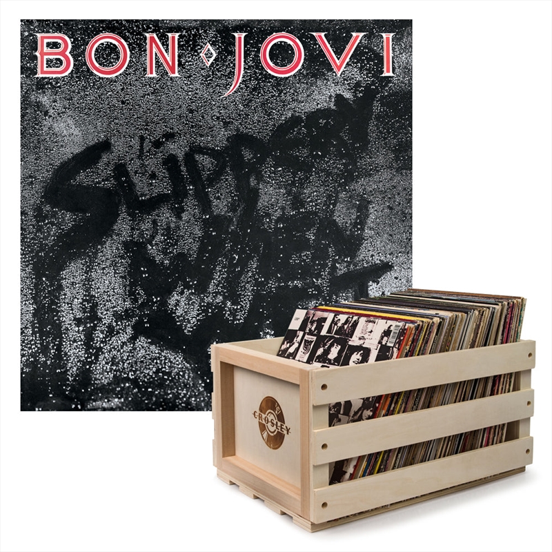 Crosley Record Storage Crate & Bon Jovi Slippery When Wet - Vinyl Album Bundle/Product Detail/Storage