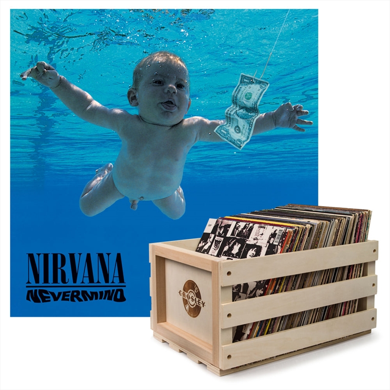 Crosley Record Storage Crate &  Nirvana Nevermind - Vinyl Album Bundle/Product Detail/Storage