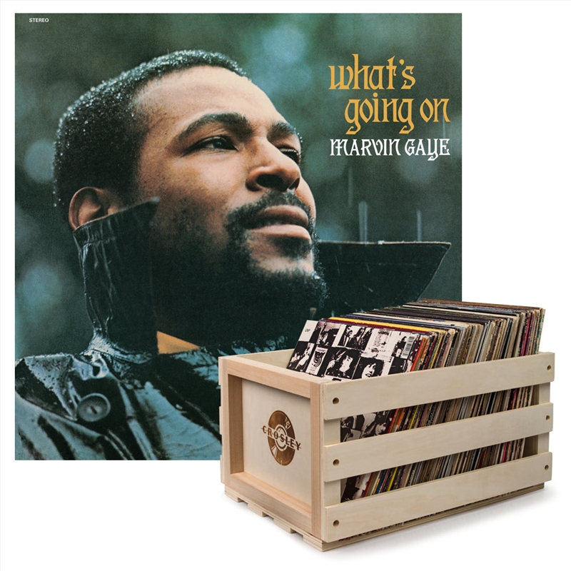 Crosley Record Storage Crate &  Marvin Gaye What's Going On - Vinyl Album Bundle/Product Detail/Storage
