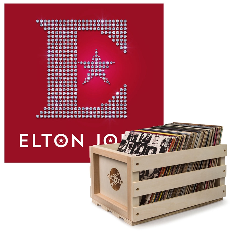 Crosley Record Storage Crate & Elton John - Diamonds - Double Vinyl Album Bundle/Product Detail/Storage