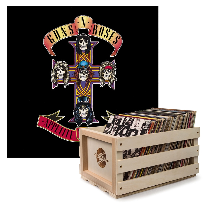 Crosley Record Storage Crate & Guns & Roses Appetite For Destruction - Vinyl Album Bundle/Product Detail/Storage