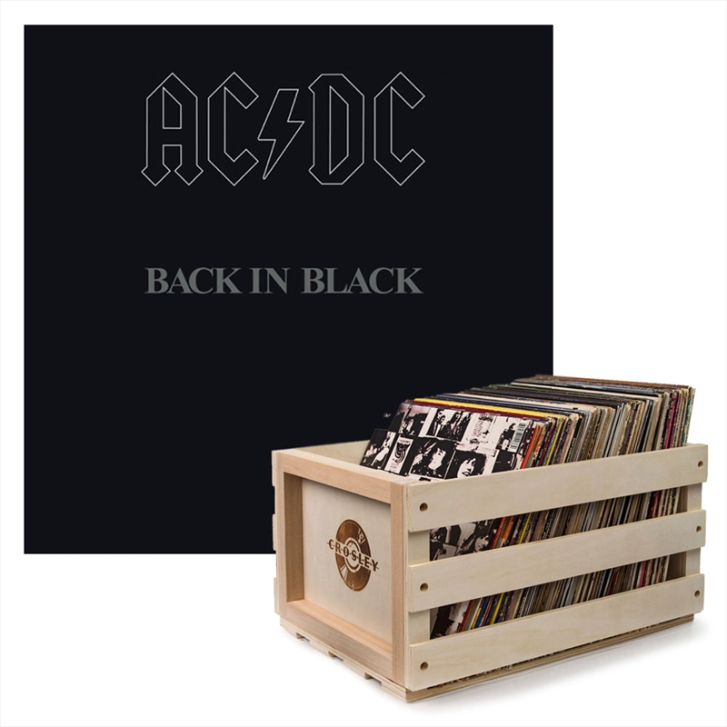 Crosley Record Storage Crate AC/DC Back In Black Vinyl Album Bundle/Product Detail/Storage