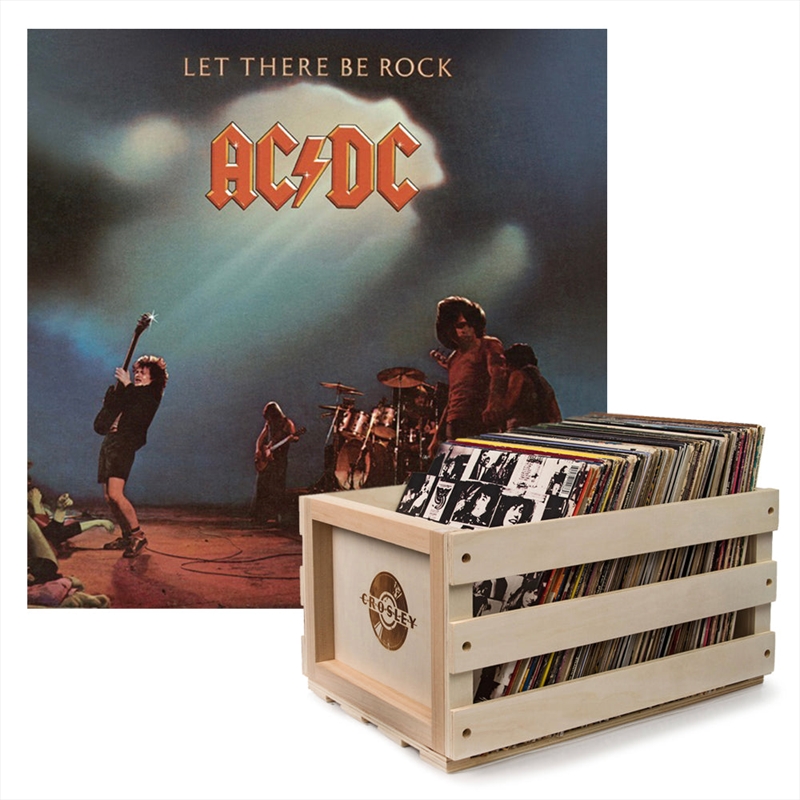 Crosley Record Storage Crate AC/DC Let there Be Rock Vinyl Album Bundle/Product Detail/Storage