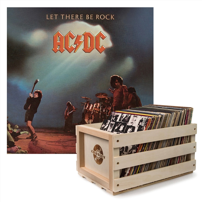 Crosley Record Storage Crate AC/DC Let there Be Rock Vinyl Album Bundle/Product Detail/Storage