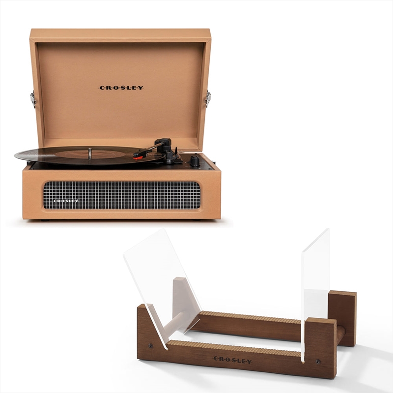 Crosley Voyager Bluetooth Portable Turntable - Tan + Bundled Crosley Record Storage Display Stand/Product Detail/Turntables