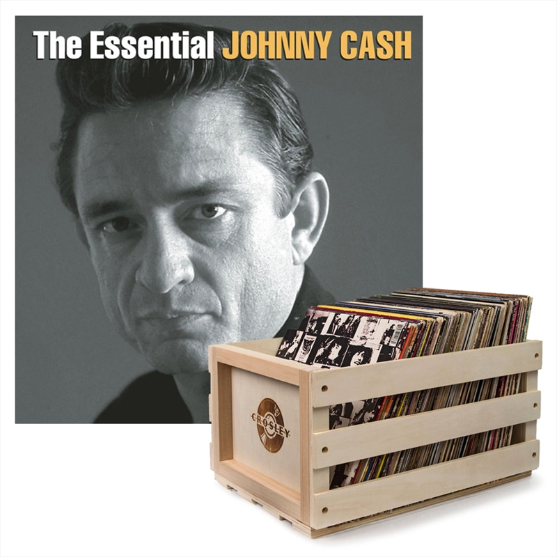 Crosley Record Storage Crate Johnny Cash The Essential Johnny Cash Vinyl Album Bundle/Product Detail/Storage