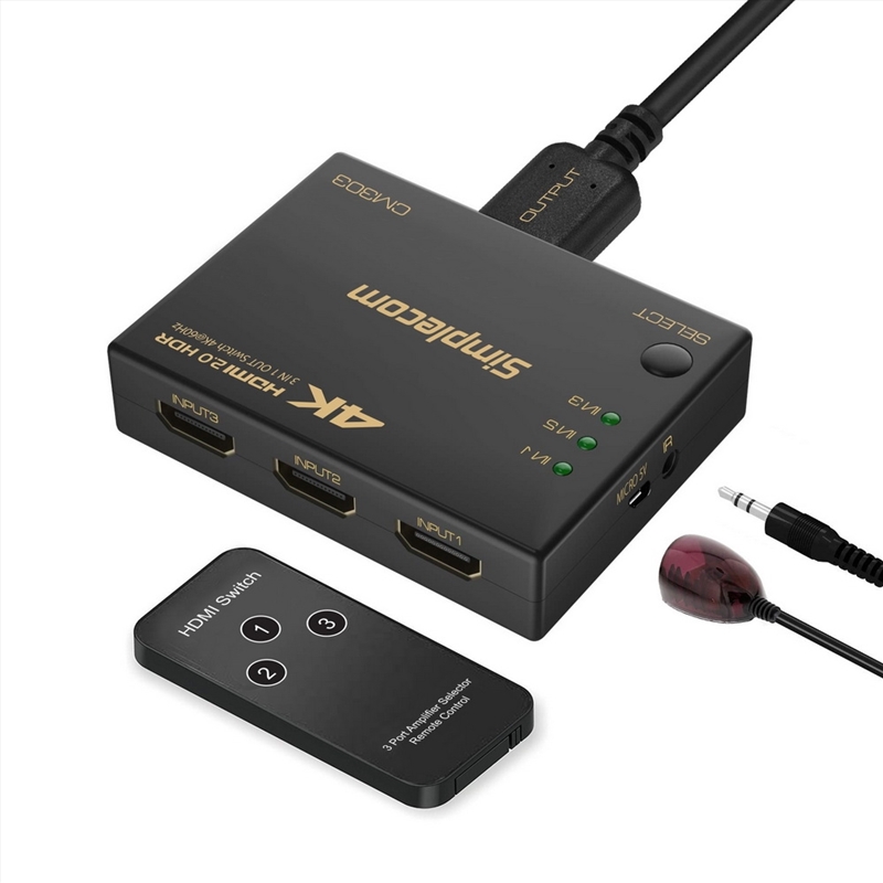 Simplecom CM303 Ultra HD 3 Way HDMI Switch 3 IN 1 OUT Splitter 4K@60Hz/Product Detail/Electronics