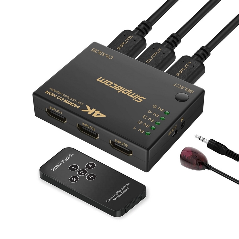 Simplecom CM305 Ultra HD 5 Way HDMI Switch 5 IN 1 OUT Splitter 4K@60Hz/Product Detail/Electronics