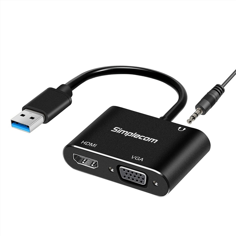 Simplecom DA316A USB to HDMI + VGA Video Card Adapter with 3.5mm Audio/Product Detail/Electronics