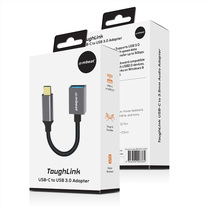 mbeat Tough Link USB-C to USB 3.0 Adapter with Cable - Space Grey/Product Detail/Cables