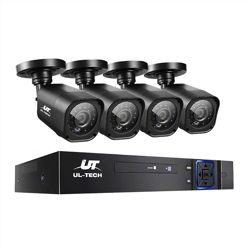 UL-TECH 8CH 5 IN 1 DVR CCTV Security System Video Recorder /w 4 Cameras 1080P HDMI Black/Product Detail/Electronics