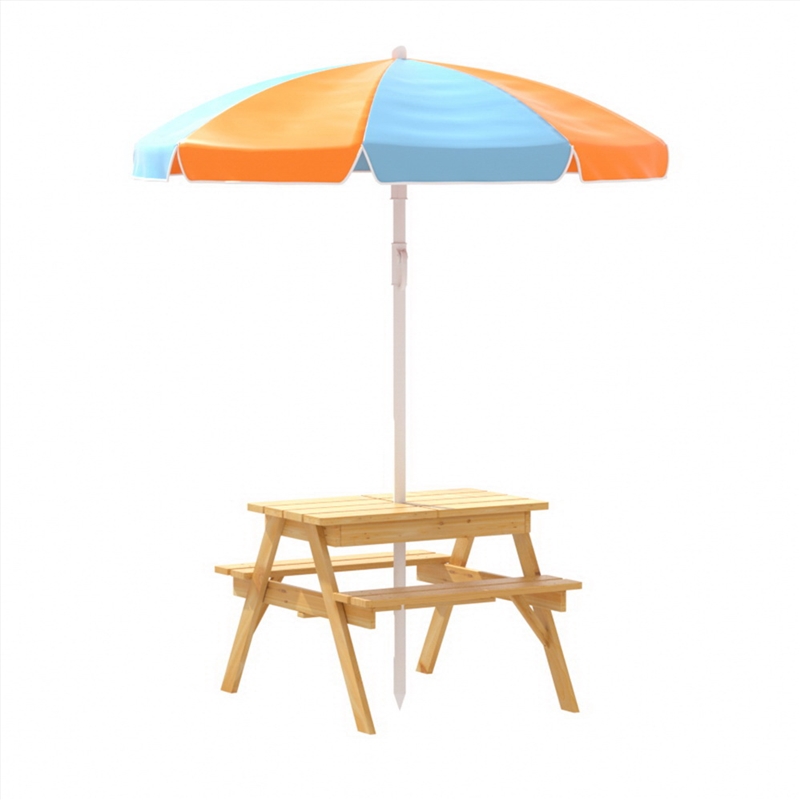 Keezi Kids Outdoor Table and Chairs Picnic Bench Set Umbrella Water Sand Pit Box/Product Detail/Umbrellas