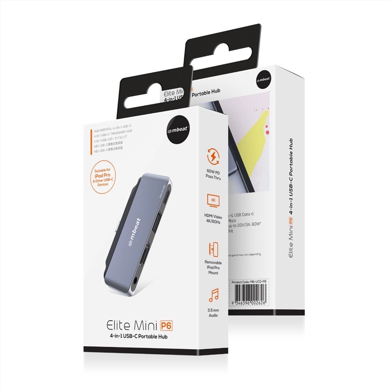 mbeat Elite Mini 4-In-1 USB-C Mobile Hub for iPad Pro, USB-C Tablet and Laptop/Product Detail/Accessories