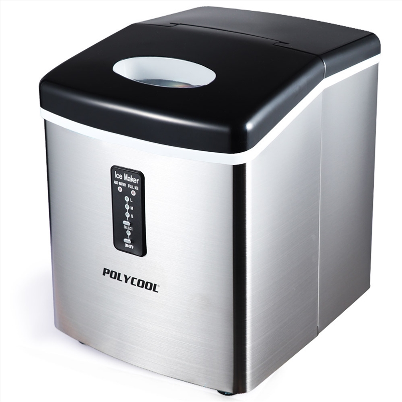 POLYCOOL 3.2L Electric Ice Cube Maker Portable Automatic Machine w/ Scoop, Silver/Product Detail/Appliances