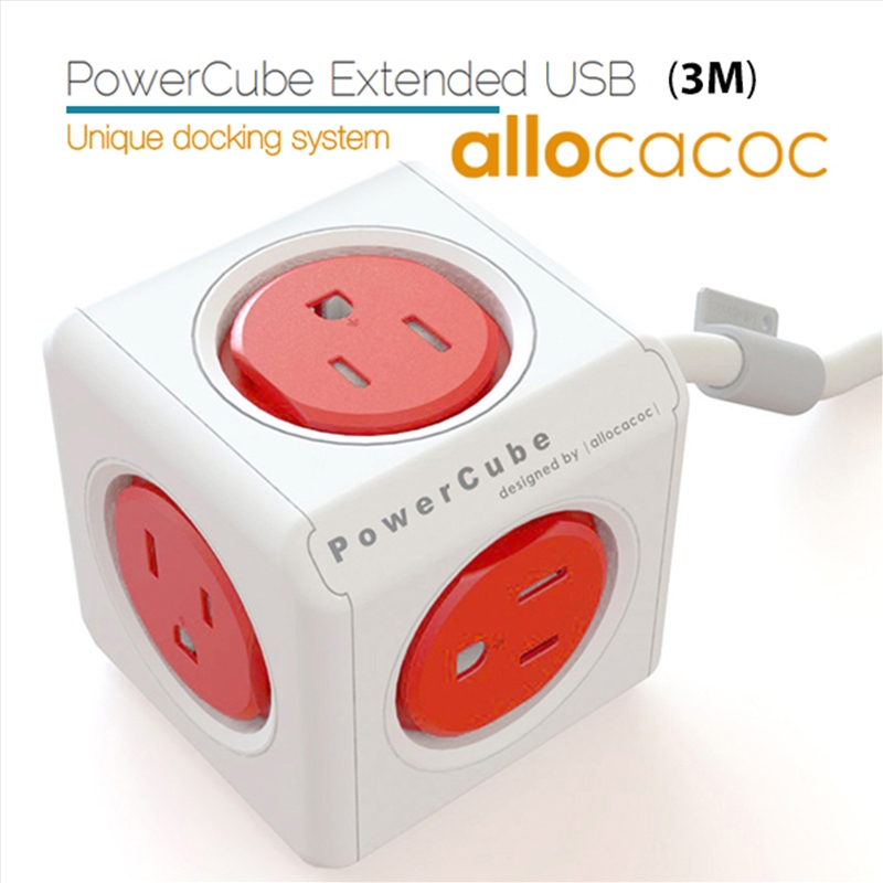 ALLOCACOC POWERCUBE Extended Boston Red 5 Outlets with 3M CABLE/Product Detail/Electronics