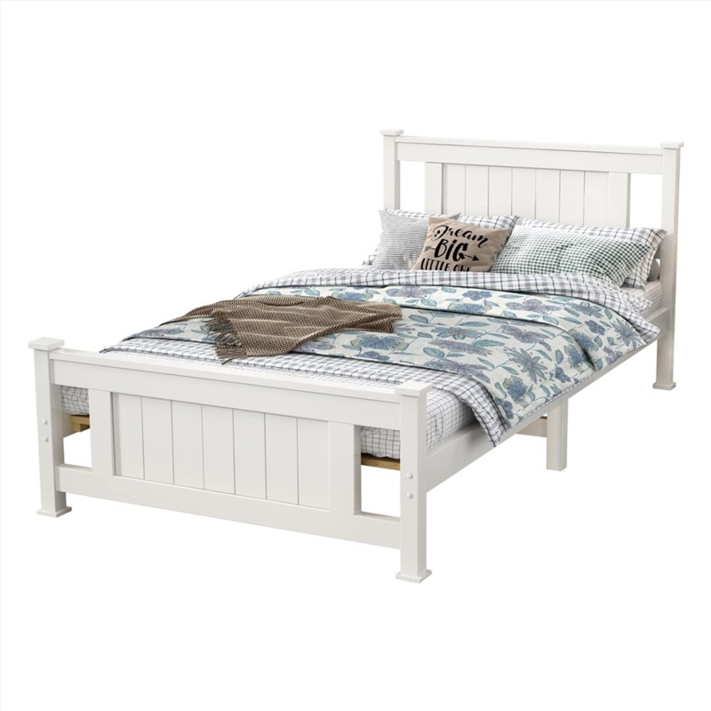 King Single Solid Pine Timber Bed Frame – White/Product Detail/Homewares