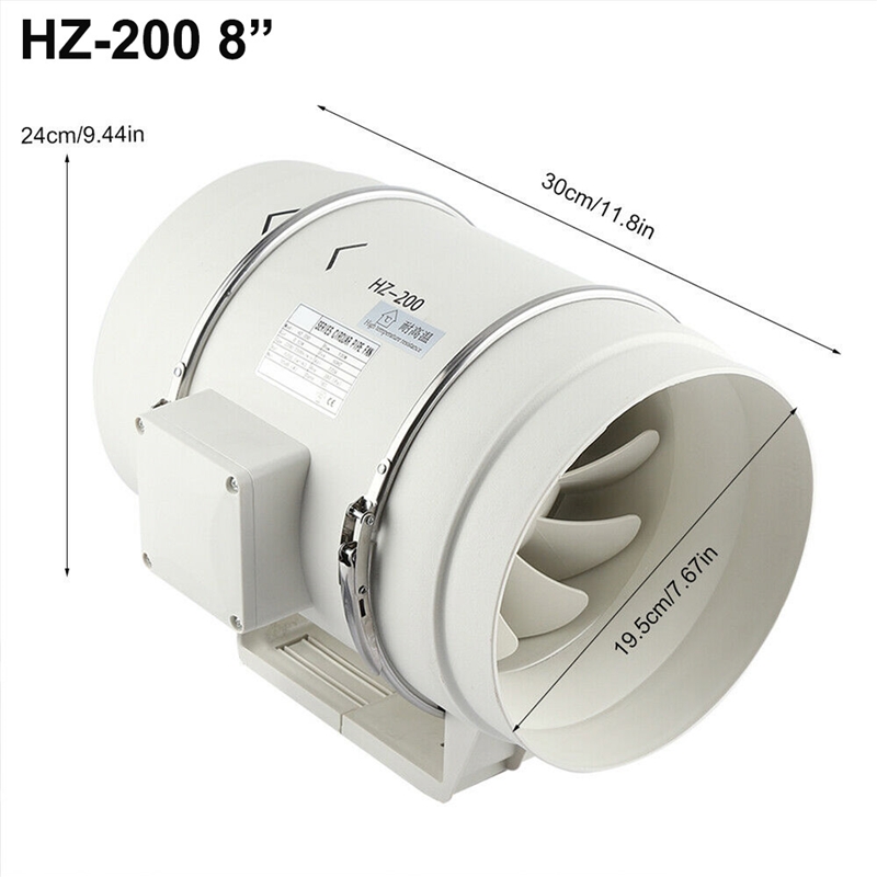 8" Inch Silent Extractor Fan Duct Hydroponic Inline Exhaust Vent Industrial/Product Detail/Appliances
