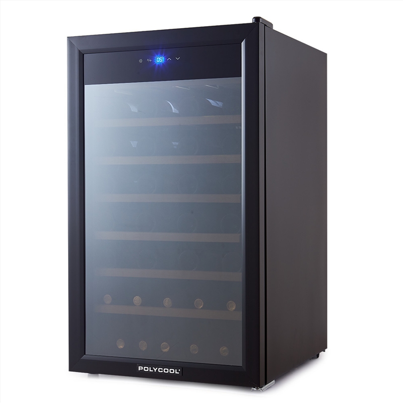 POLYCOOL 128L 51 Bottle Wine Bar Fridge Underbench Cooler Compressor Glass Door, Black/Product Detail/Appliances