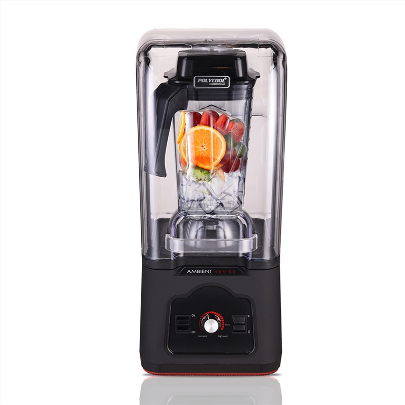 POLYCOOL Commercial Blender Quiet Enclosed Processor Smoothie Mixer Fruit, Black/Product Detail/Appliances
