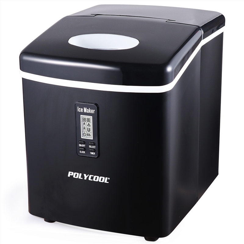 POLYCOOL 3.2L Portable Ice Cube Maker Machine Automatic with LCD Control Panel, Black/Product Detail/Appliances
